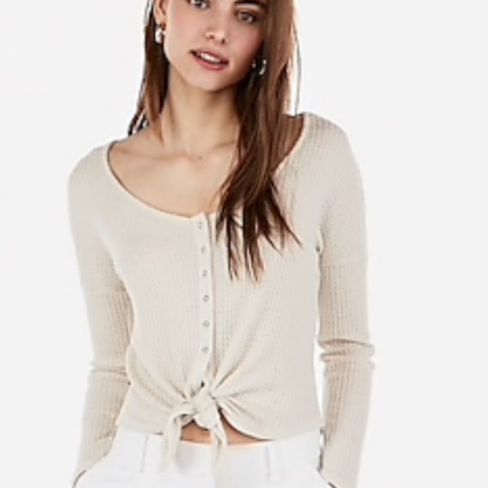 EXPRESS ONE ELEVEN V-NECK TIE FRONT EASY TEE XL